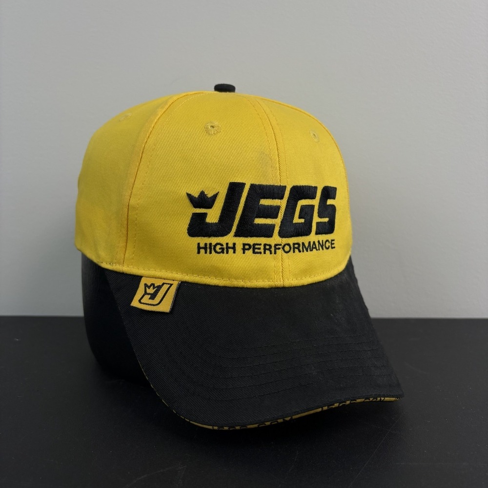 JEGS High Performance Drag Racing Hat Yellow Auto Cap Strapback Adjustable